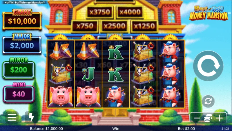 Huff N' Puff Money Mansion - main game screen